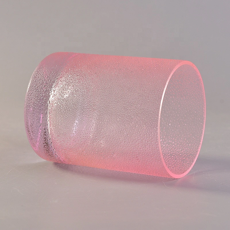 Wholesales Pink Rain Drop Glass Candle Jars Thick Footed Home Decoration