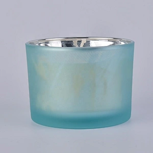 Blue Frosted Glass Candle Jars Home Decor