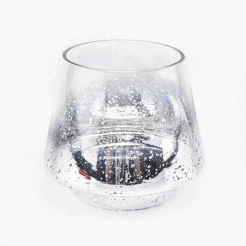 435ML Glass Candle Jar with Luxury Mercury Decorating Silver