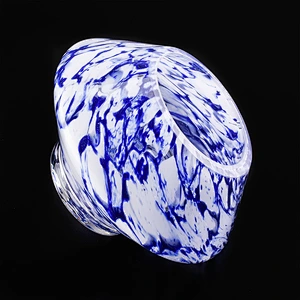 white and blue color mixed glass jar container luxury candle vessel