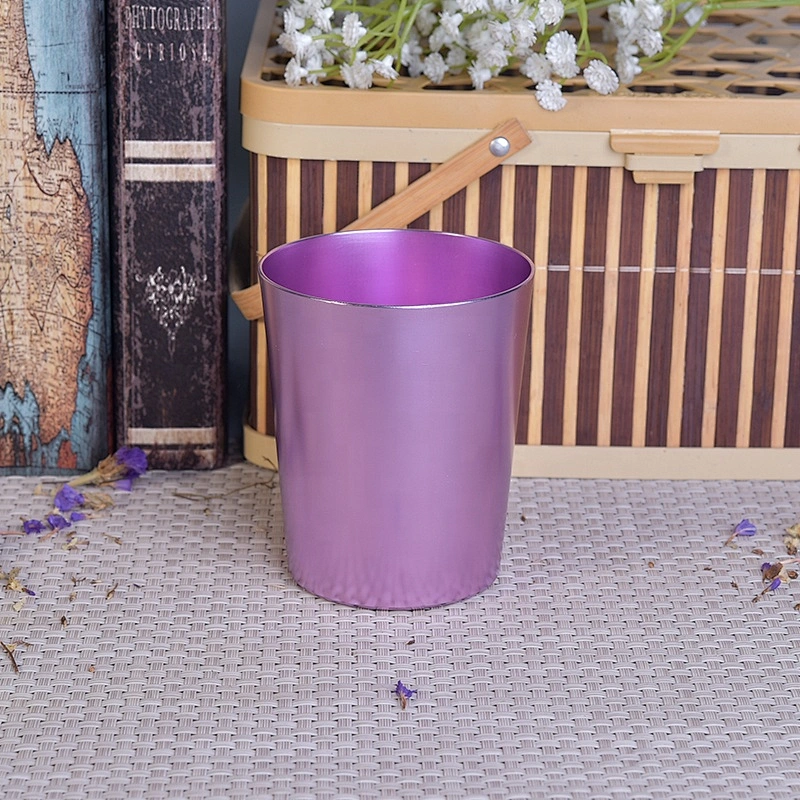 Cylinder Plating Purple Candle Jars Metal Container for Home Decoration use