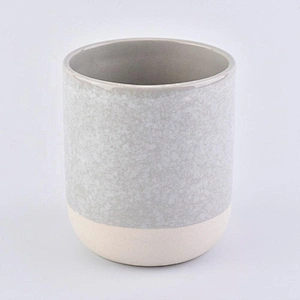 Wholesales frosted grey cylinder candle ceramic vessel