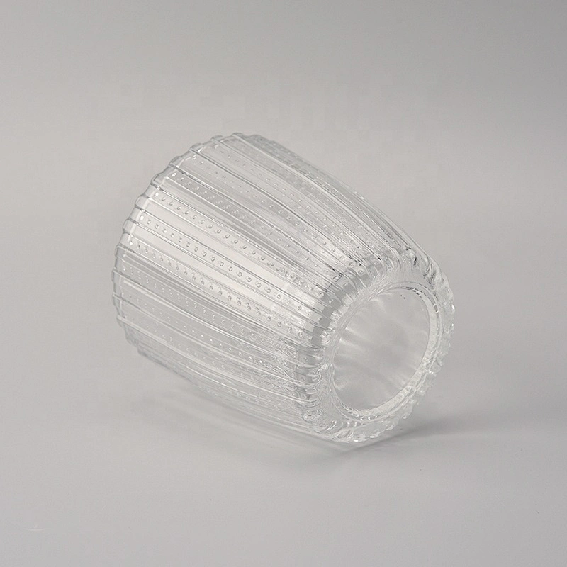Classic clear glass candle jars lines and dots wholesale for home decoration