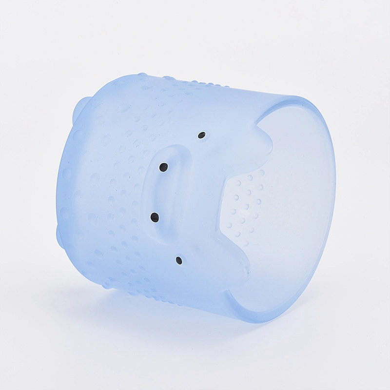 412ML Lovely Piggy blue  Glass Candle Holders Candles Jar for Decor