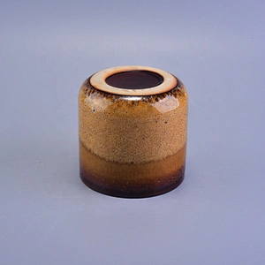 Cylinder brown ceramic candle jars wholesales