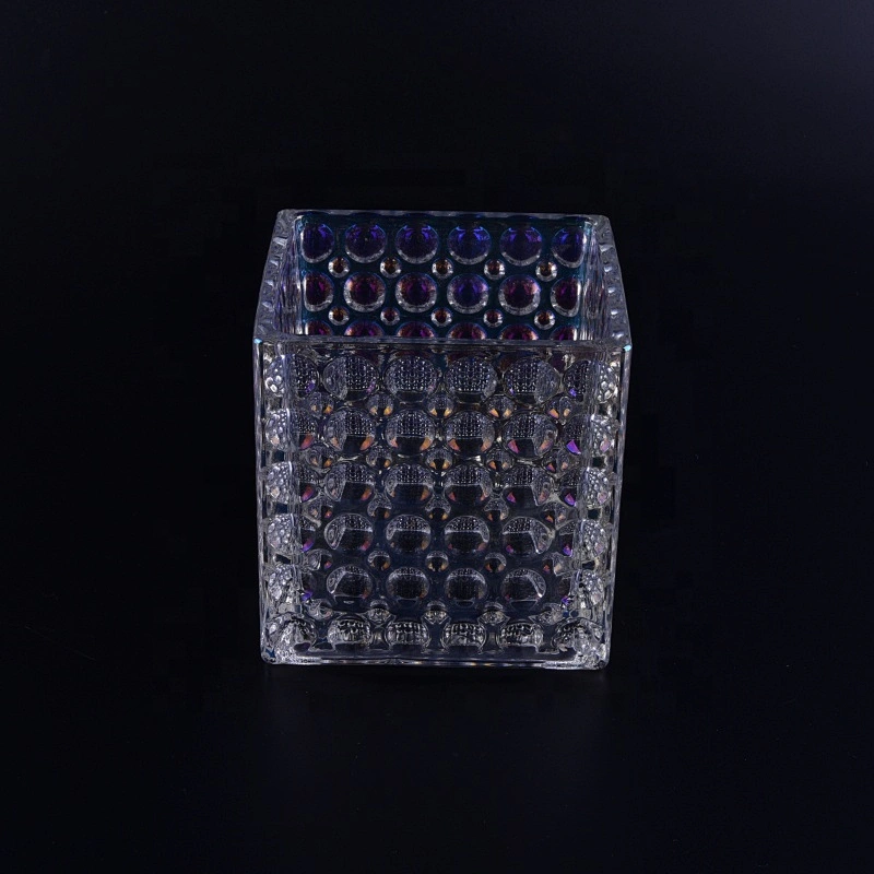 Supplier Luxury bubble custom square empty glass candle jars