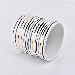 12 oz ceramic vessel for candles stripe decorative candle jar