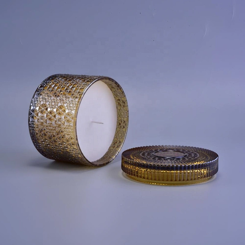 26+years brand cooperation gold tealight glass crystal candle containers with lid