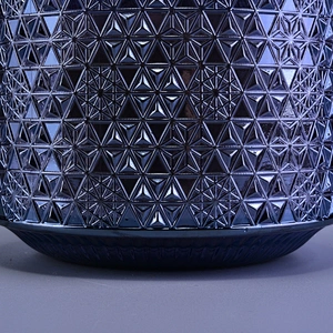 Wholesales dark blue luxury candle glass container with lid