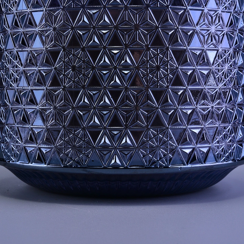 Wholesales dark blue luxury candle glass container with lid