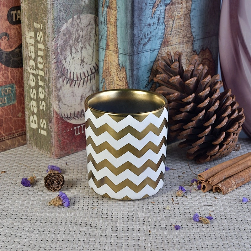 Handmade electroplating cylinder ceramic candle containers votive scented candle vessels home decoration use