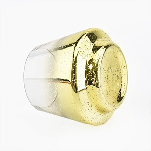 Candle Jar Glass Candle Holder with Luxury Mercury Decorating Gold