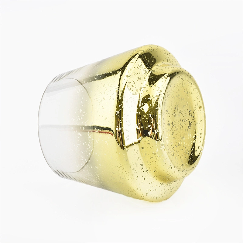 Candle Jar Glass Candle Holder with Luxury Mercury Decorating Gold