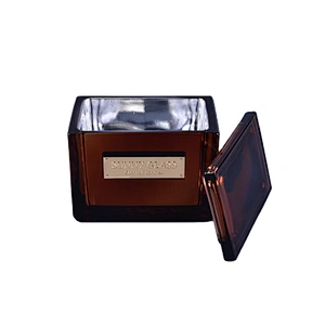 10oz Sunny luxury amber square scented glass candle holders with lids