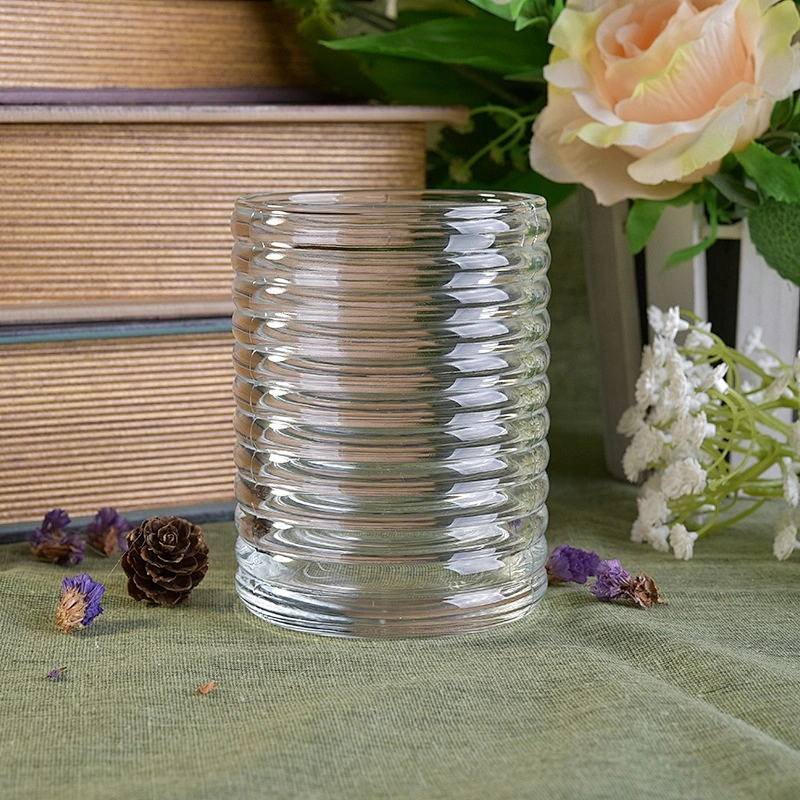Clear Glass Candle cup pillar decorative scented glass candle holders soy wax