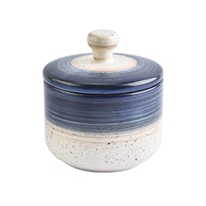 Wholesales Sunny Luxury blue tealight ceramic candle holder with lid