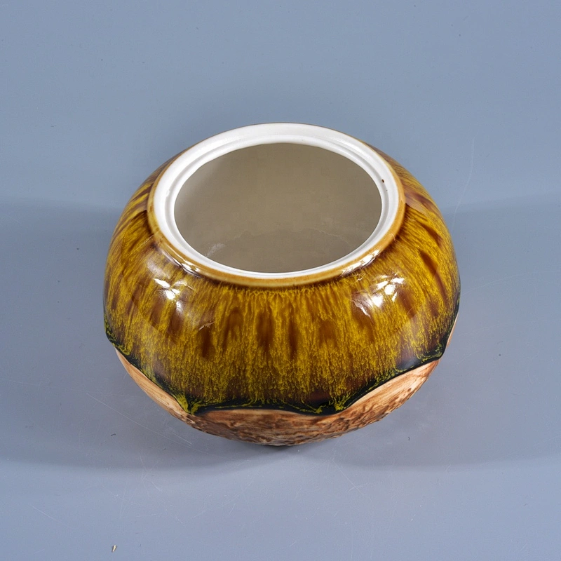 Sunny vintage votive candle ceramic holder with lids