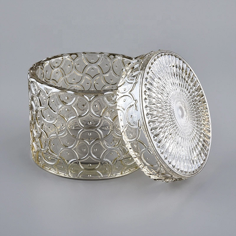 Sunny plating glass candle holder with crystal lids for home decoration