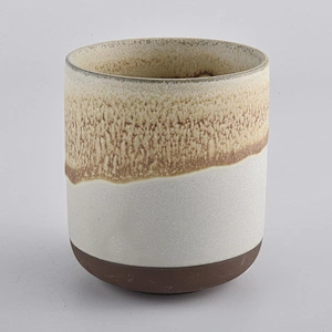 unique glazed ceramic candle vessel, curved bottom ceramic  candle jars