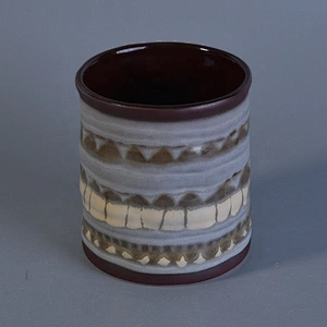 Antique empty ceramic candle holder painted home decoration
