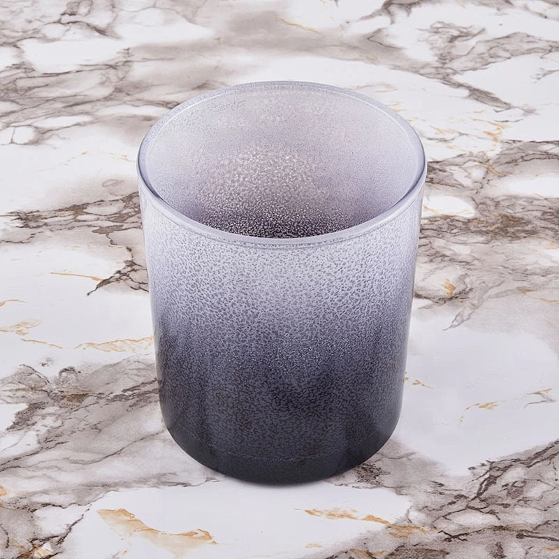 recycled empty frosted blue glass candle jar