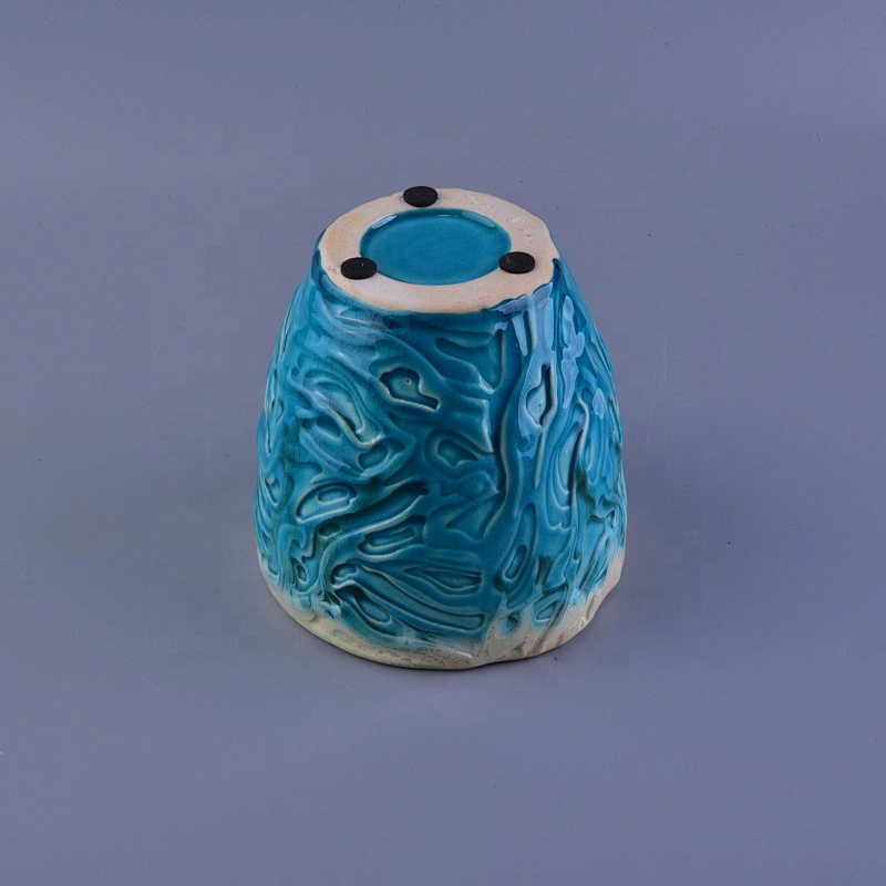 10oz 20oz Bulk vintage blue candle ceramic jars