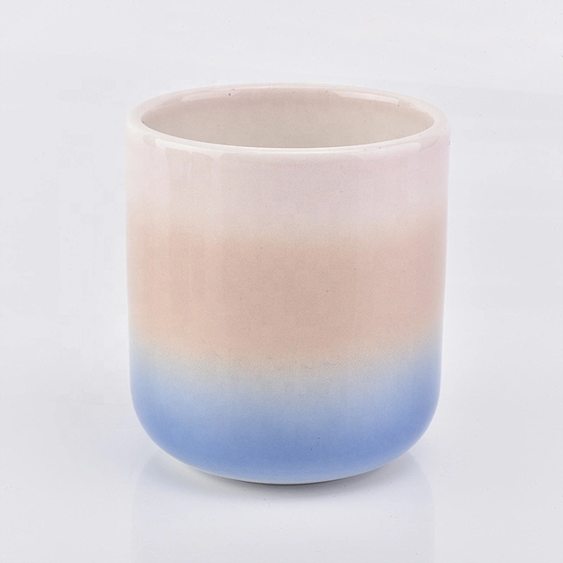 Cylinder Gradient Votive Candle Vessel Ceramic Candle Holder for Home Decor Wholesale