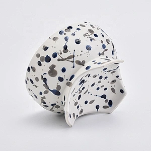 Circle handmade ceramic candle vessel tea light candle tin home decor