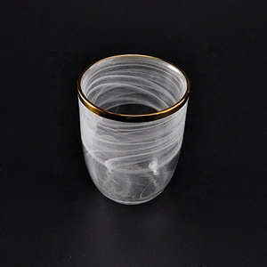 Sunny hurricane white glass candle jars with gold rim home decoration wholesale
