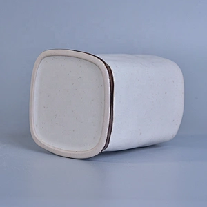 Empty glazed square ceramic candle jar votive pillar candle holders home decoration manufacturer