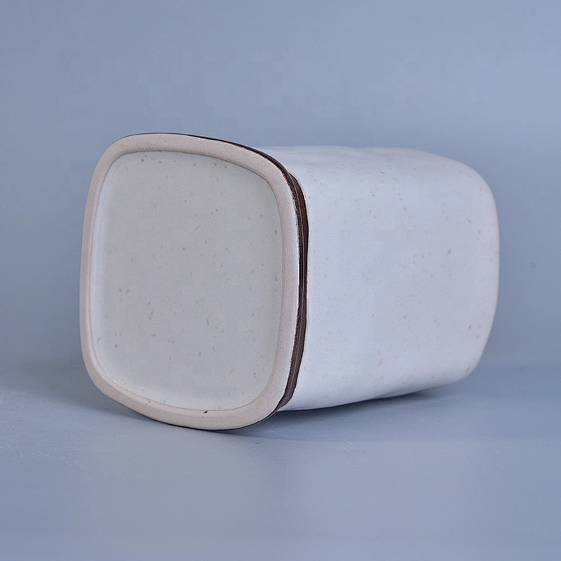 Empty glazed square ceramic candle jar votive pillar candle holders home decoration manufacturer