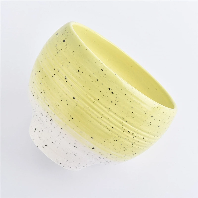 Sunny decorative ceramic candle vessel yellow color ceramic jars