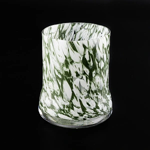 green glossy glass vessel glass candle jar hand made home decoration