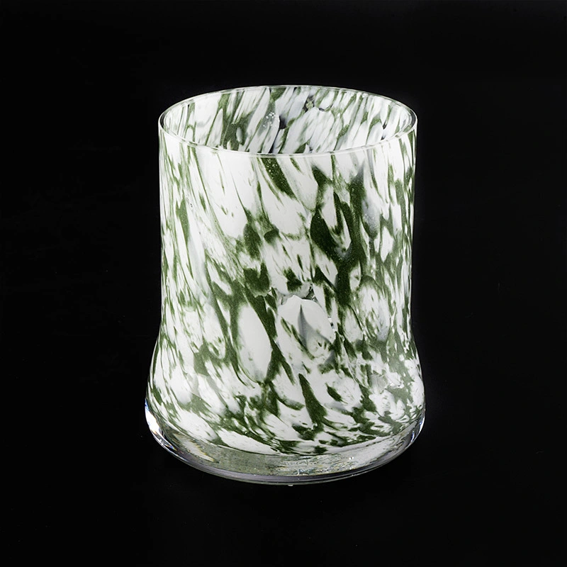 green glossy glass vessel glass candle jar hand made home decoration