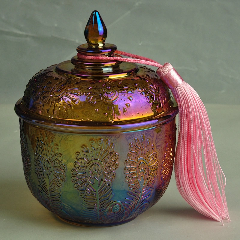 8oz 10oz Sunny spraying luxury glass candle jars with lid