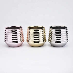 Colored electroplating gold ceramic candle jar votive candle containers party decor
