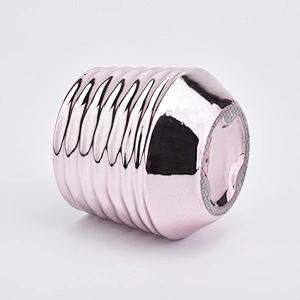 pink plating ceramic candle jar shiny candle hoder 12oz