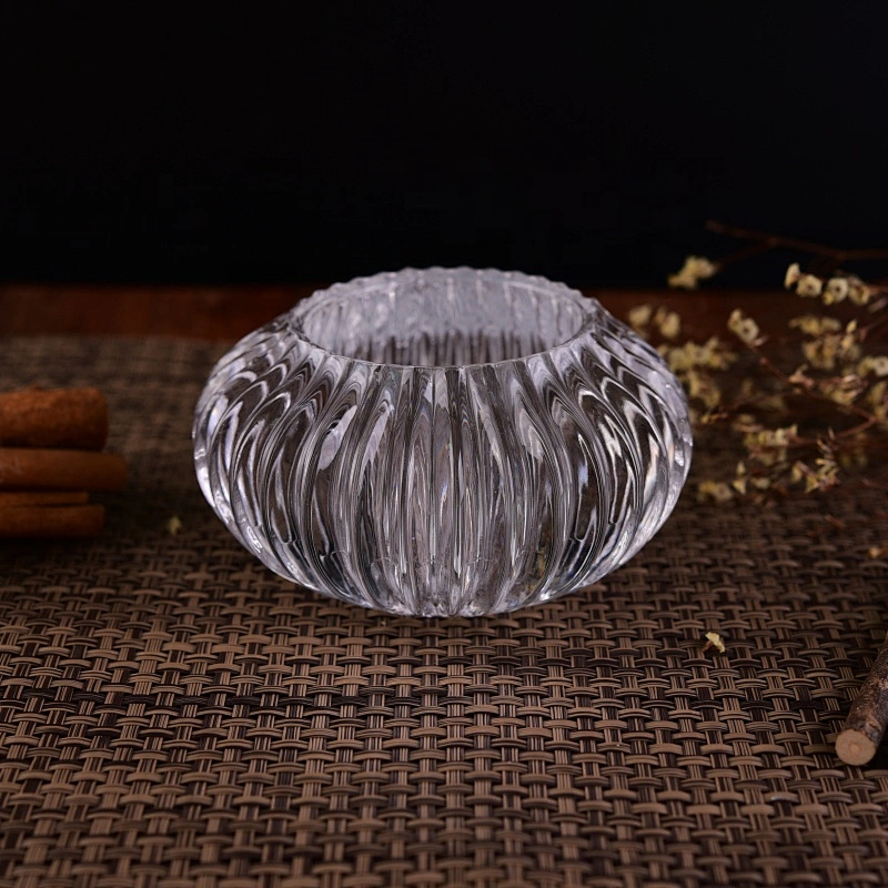 Sunny tealight empty round crystal candle glass container