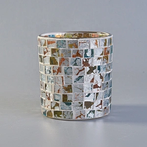 Mosaic glass candle holder multi colors home decoration wholesale