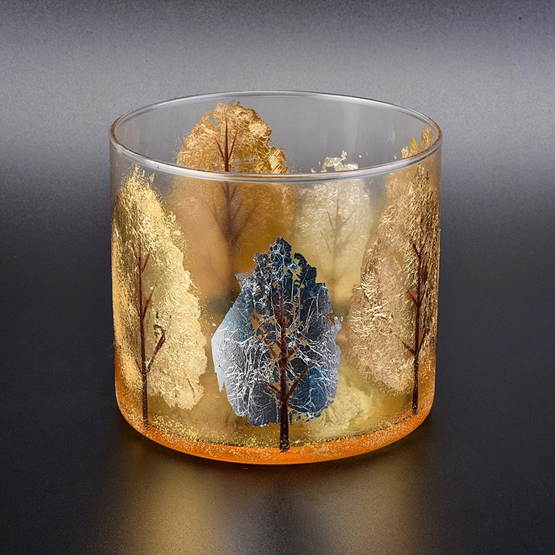 Metallic color glass candle holder trees decor home decoration wholesale
