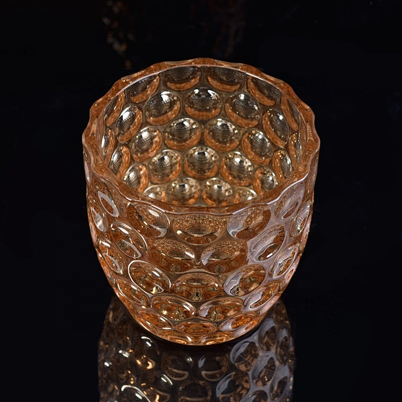 Beaten glass candle holder light brown home decoration wholesale