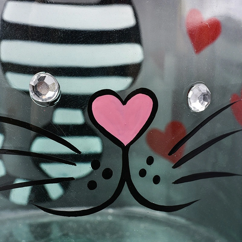 Wholesales cat glass candle jars heart home decoration