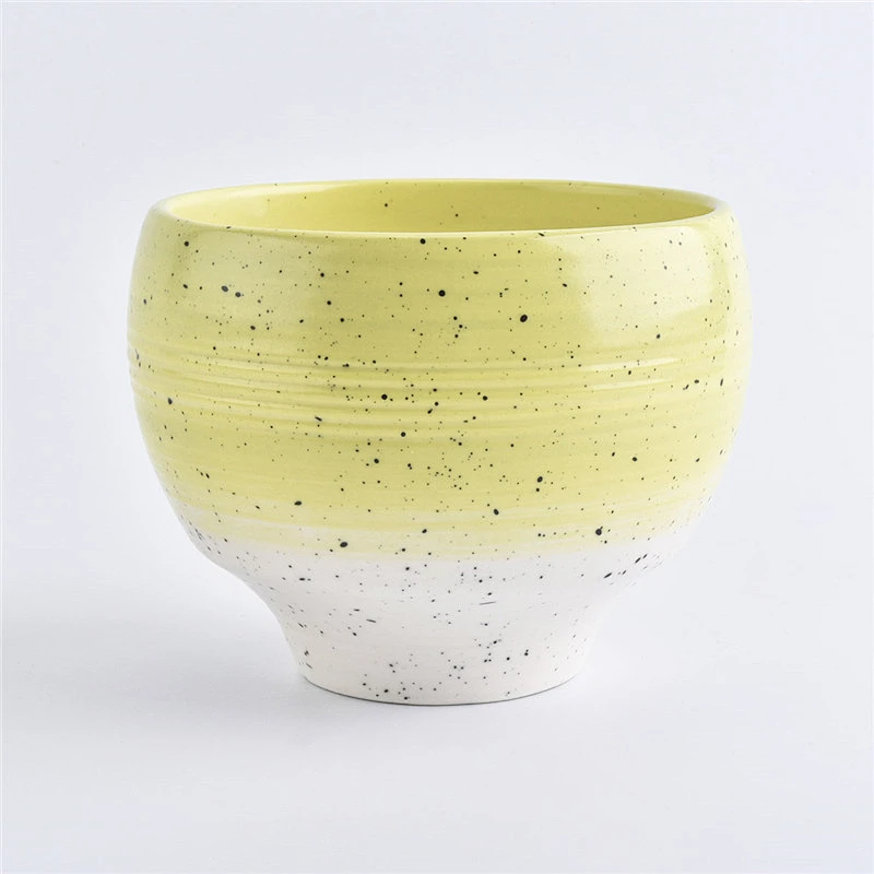 Sunny decorative ceramic candle vessel yellow color ceramic jars