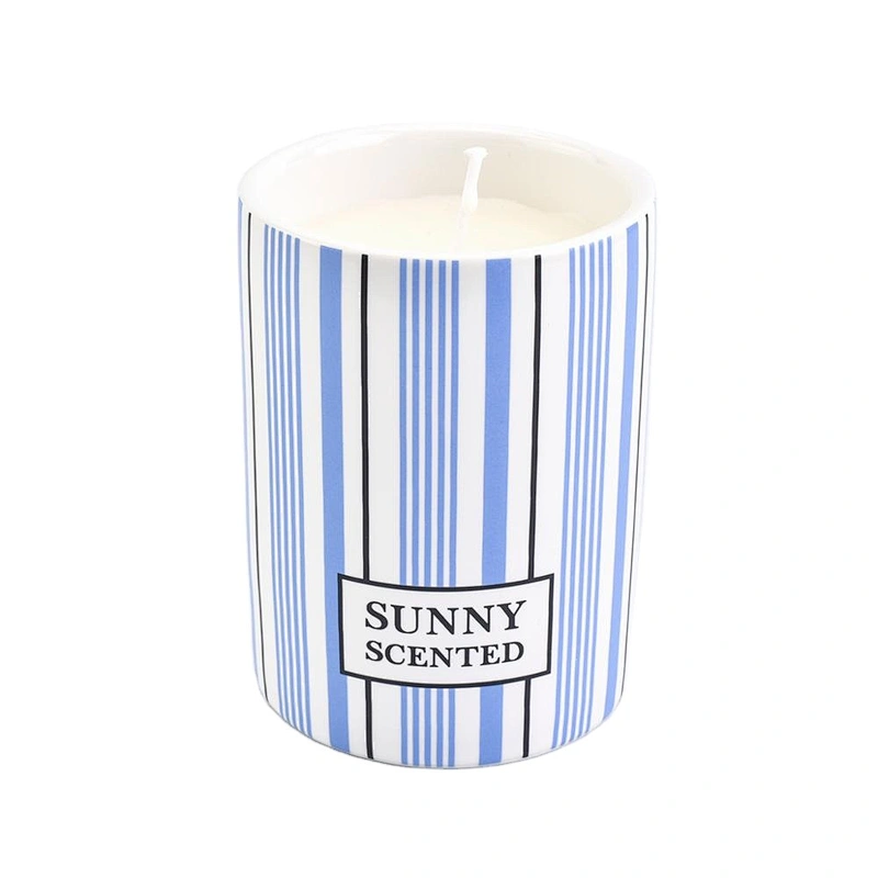 10oz 20oz Custom blue scented ceramic candle vessels wholesales