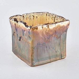 11oz handmade square amber glass candle holders
