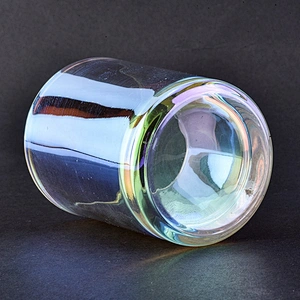 Hot sales iridescent custom finish glass candle jar for candle making