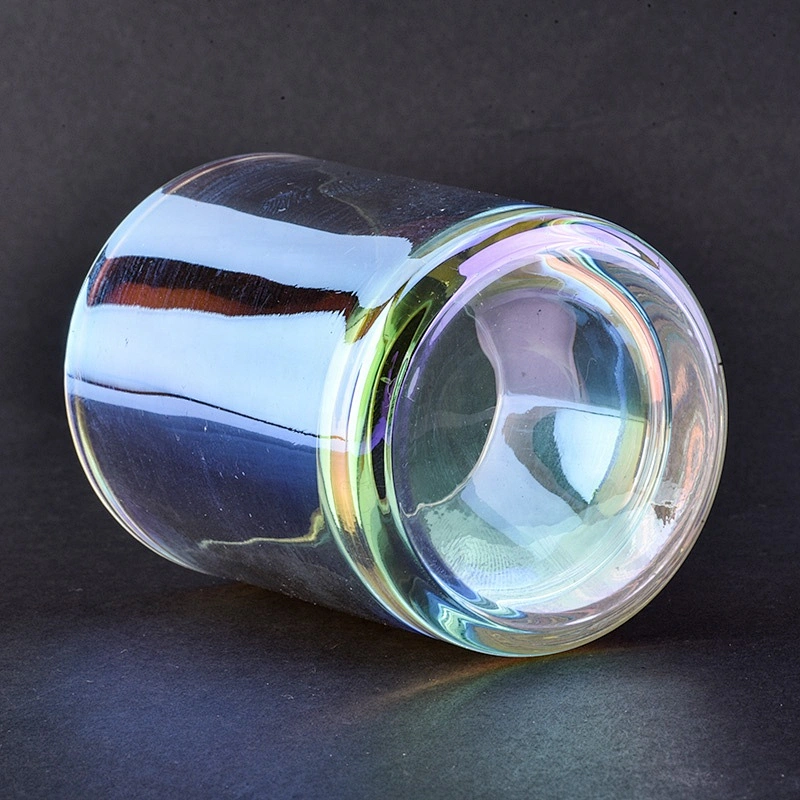 Hot sales iridescent custom finish glass candle jar for candle making
