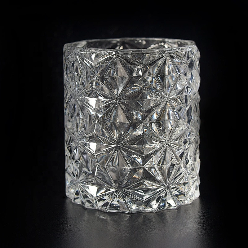 250ml Clear embossed Glass Candle holder  home Decor