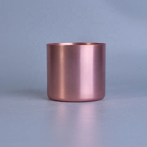 Vintage Plating Pink Metal Candle Jars Metal Container for Wedding Decoration supply