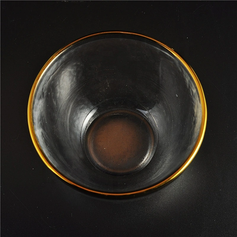 Clear glass candle holders with gold rim home decoration wholesale